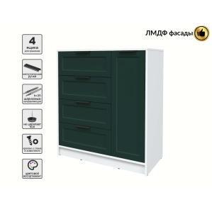 Тумба Тренд КТ-Т90 (Белый платинум ЛДСП/ Изумруд ЛМДФ) Ш900 В1020 Г451